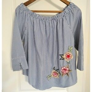 Kontrol Contemporary Embroidered Striped Blouse